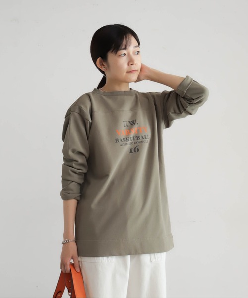 Blanc Bleu Minuit（ブランブルーミニュイ）の「バイオ加工裏毛　ワイドP/O（Tシャツ/カットソー・レディース・ベージュ/カーキ・FREE）」の15枚目の写真