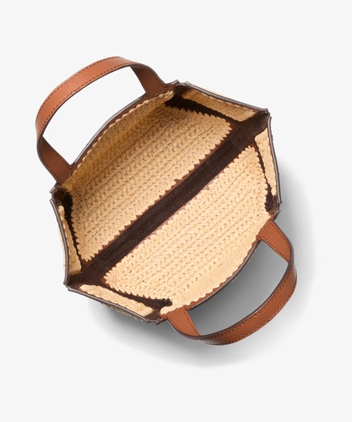 セール】JORDI ハンドクロシェ ストロー & レザー トート