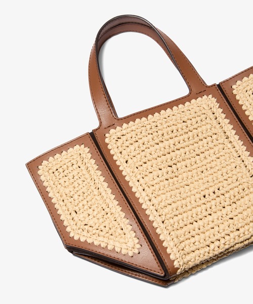 セール】JORDI ハンドクロシェ ストロー & レザー トート