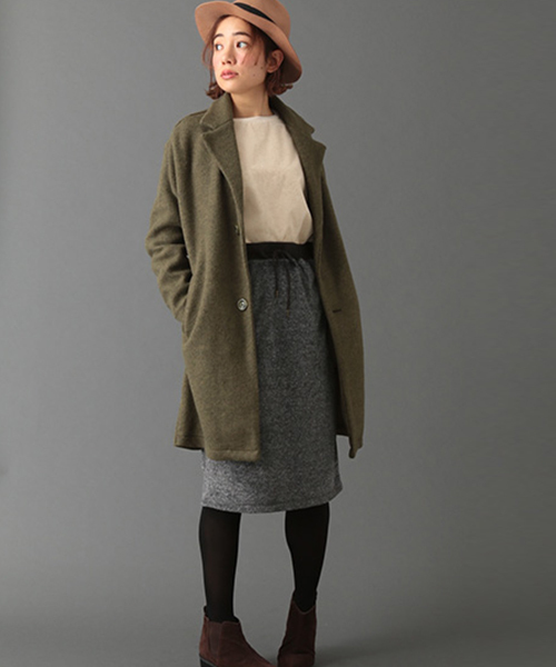 SEVENDAYS=SUNDAY（セブンデイズサンデイ）の「ビンテージフリース　チェスターコート（チェスターコート・レディース・ネイビー/グレー/カーキ・LARGE/MEDIUM/SMALL）」の3枚目の写真