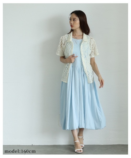 Sawa a la mode(サワアラモード)の「チュールリボンレースシャツ(シャツ/ブラウス・レディース・アイボリー/ブラック・FREE)」の7枚目の写真