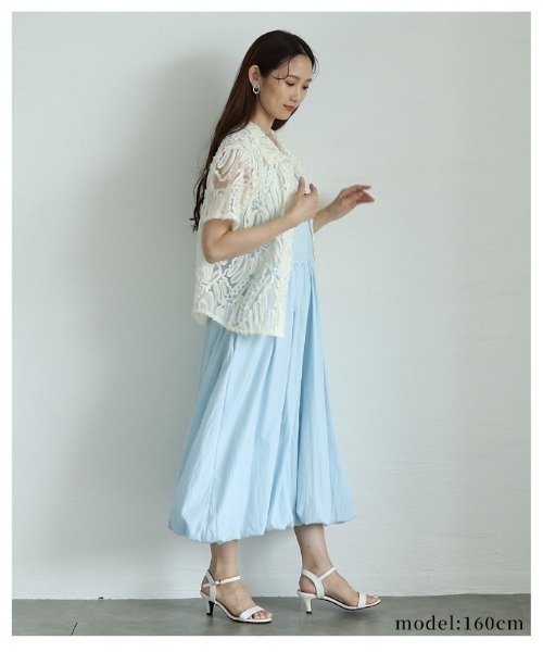Sawa a la mode(サワアラモード)の「チュールリボンレースシャツ(シャツ/ブラウス・レディース・アイボリー/ブラック・FREE)」の3枚目の写真
