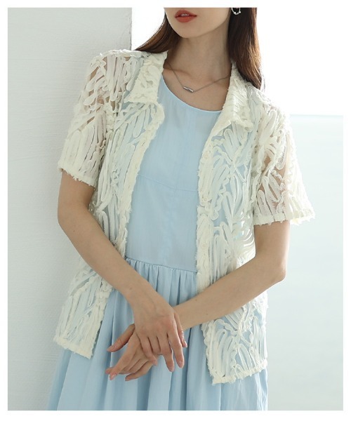 Sawa a la mode(サワアラモード)の「チュールリボンレースシャツ(シャツ/ブラウス・レディース・アイボリー/ブラック・FREE)」の22枚目の写真