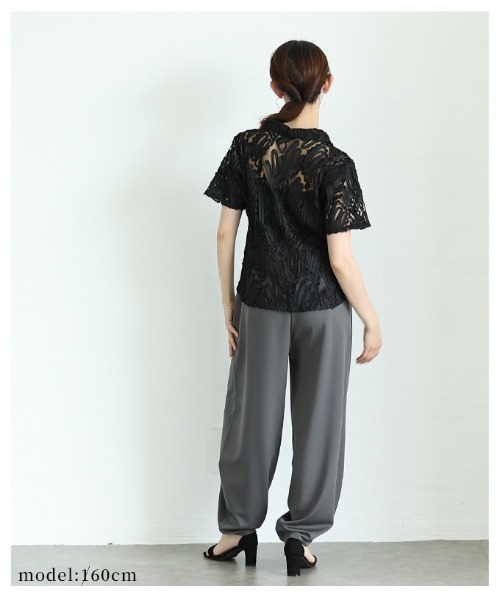 Sawa a la mode(サワアラモード)の「チュールリボンレースシャツ(シャツ/ブラウス・レディース・アイボリー/ブラック・FREE)」の15枚目の写真