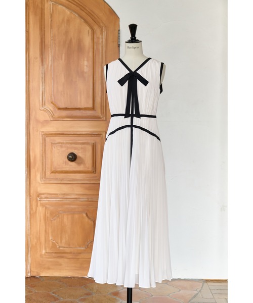 Formentera Pleated Bicolor Dress（ワンピース）｜Her lip to