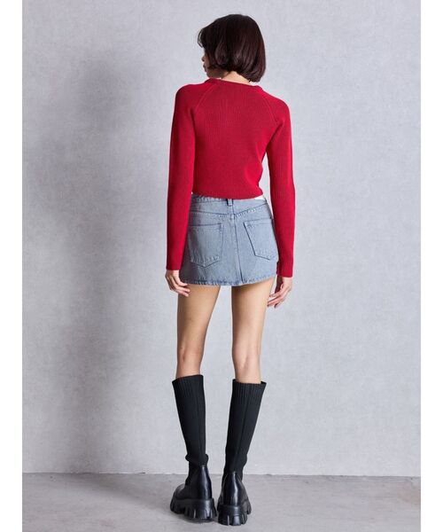 GYDA（ジェイダ）の「GG two color scheme ニットトップス（ニット/セーター・レディース・ネイビー/レッド/オフホワイト/ブラック・FREE）」の7枚目の写真