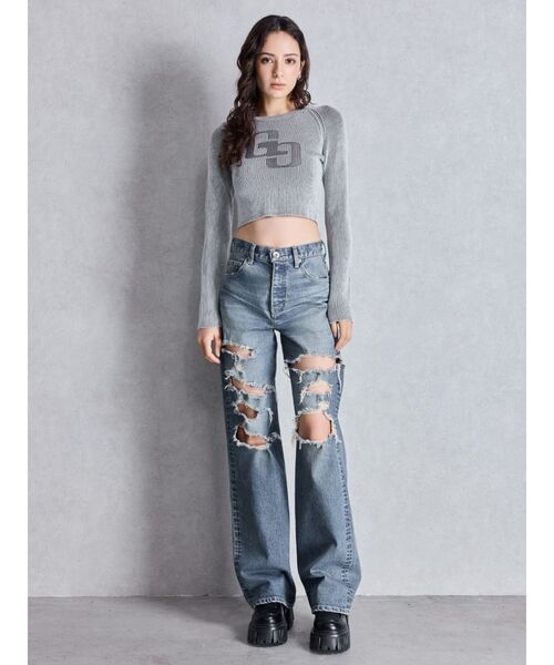 GYDA（ジェイダ）の「GG two color scheme ニットトップス（ニット/セーター・レディース・ネイビー/レッド/オフホワイト/ブラック・FREE）」の11枚目の写真