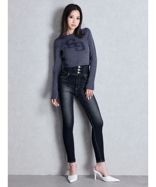 GYDA（ジェイダ）の「GG two color scheme ニットトップス（ニット/セーター・レディース・ネイビー/レッド/オフホワイト/ブラック・FREE）」の17枚目の写真