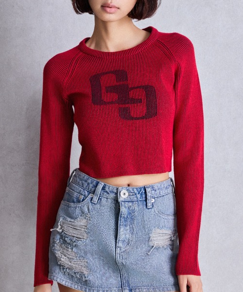 トップス jieDa Over size Knit GYDA（ジェイダ）の「GG two color scheme ニットトップス