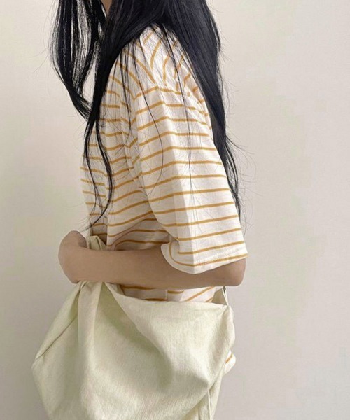 Miniministore(ミニミニストア)の「ボーダー柄tシャツ レディース 半袖夏服(Tシャツ/カットソー・レディース・イエロー/グリーン/ブラック・FREE)」の9枚目の写真