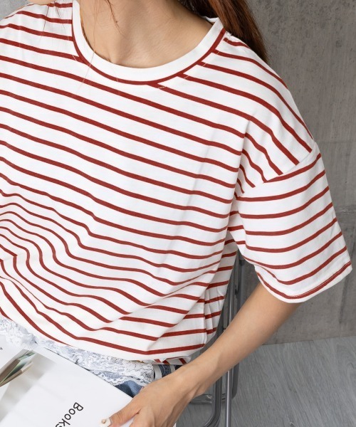 セール】ボーダー柄tシャツ レディース 半袖夏服（Tシャツ