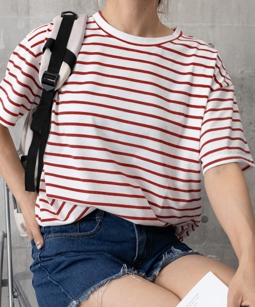 Miniministore(ミニミニストア)の「ボーダー柄tシャツ レディース 半袖夏服(Tシャツ/カットソー・レディース・イエロー/グリーン/ブラック・FREE)」の11枚目の写真
