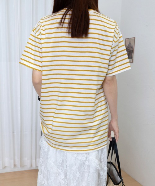 Miniministore(ミニミニストア)の「ボーダー柄tシャツ レディース 半袖夏服(Tシャツ/カットソー・レディース・イエロー/グリーン/ブラック・FREE)」の16枚目の写真