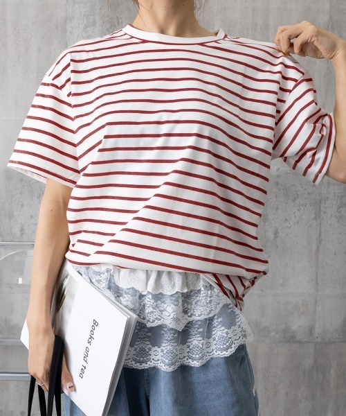 Miniministore(ミニミニストア)の「ボーダー柄tシャツ レディース 半袖夏服(Tシャツ/カットソー・レディース・イエロー/グリーン/ブラック・FREE)」の20枚目の写真
