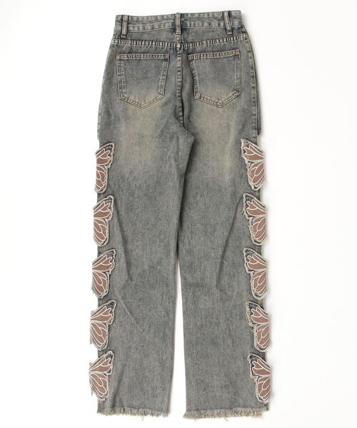 Vini（ヴィニ）の「【Vini】バタフライスリットデニム（デニムパンツ・レディース・ブルー・SMALL/MEDIUM/LARGE）」の3枚目の写真