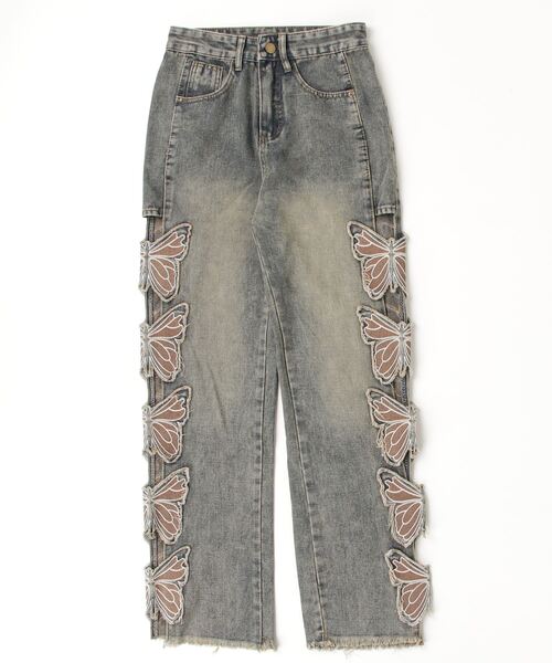Vini（ヴィニ）の「【Vini】バタフライスリットデニム（デニムパンツ・レディース・ブルー・SMALL/MEDIUM/LARGE）」の2枚目の写真