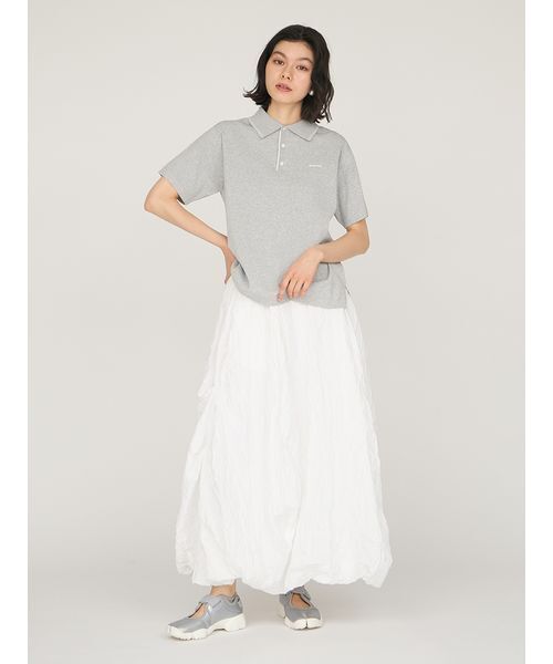 emmi(エミ)の「emmiロゴニットポロトップス(ポロシャツ・レディース・ライトグレー/ピンク/ネイビー・F)」の13枚目の写真