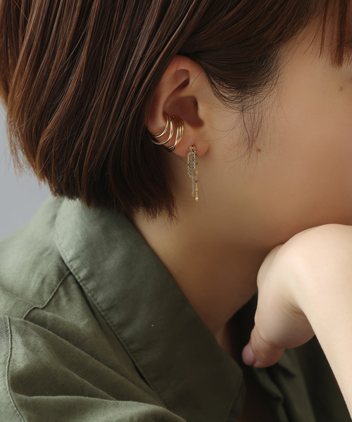 Lilas Cフープロングチェーンピアス K10（両耳） Cフープロングチェーンピアス K10（両耳）（ピアス（両耳用