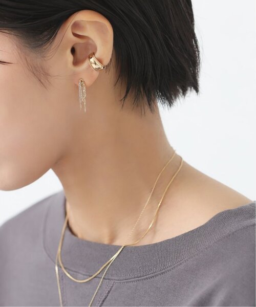 美品　lilas リラ　ミックスモチーフペンタゴンピアス　K10 両耳 フリンジミックスチェーンピアス K10（両耳）（ピアス（両耳用