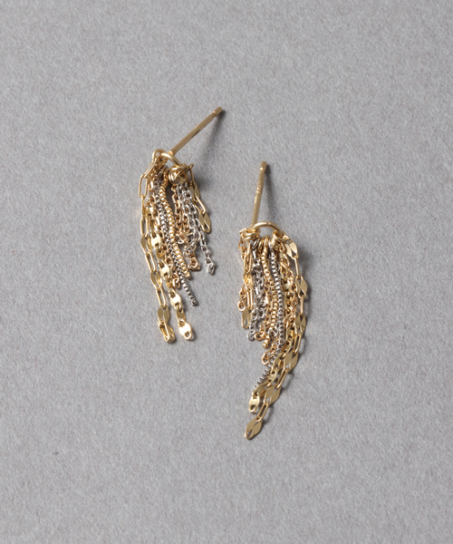 美品　lilas リラ　ミックスモチーフペンタゴンピアス　K10 両耳 スモールムーンピアス K10（両耳）（ピアス（両耳用））｜Lilas