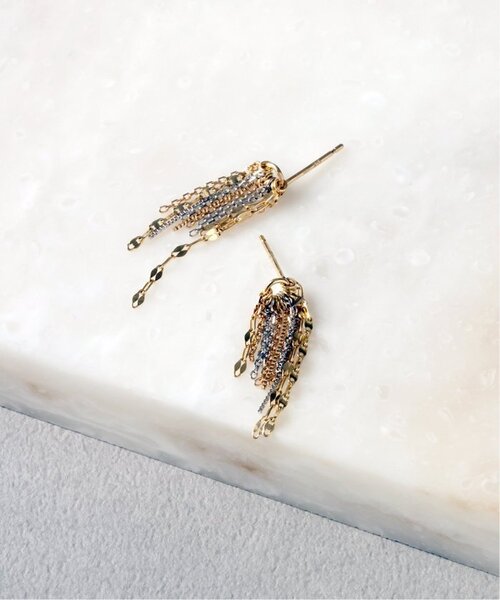 美品　lilas リラ　ミックスモチーフペンタゴンピアス　K10 両耳 美品 lilas リラ ミックスモチーフ ペンタゴンピアス K10 両耳