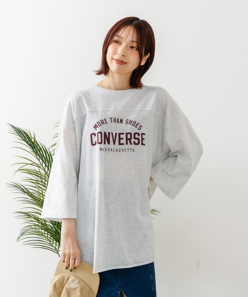 CONVERSE(コンバース)の「【CONVERSE/コンバース】7分袖 ワイド切り替え チュニック(Tシャツ/カットソー・レディース・ライトグレー/カーキ/ネイビー/アイボリー・MEDIUM/LARGE)」の22枚目の写真