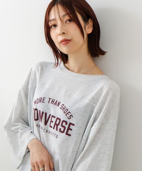 CONVERSE(コンバース)の「【CONVERSE/コンバース】7分袖 ワイド切り替え チュニック(Tシャツ/カットソー・レディース・ライトグレー/カーキ/ネイビー/アイボリー・MEDIUM/LARGE)」の21枚目の写真
