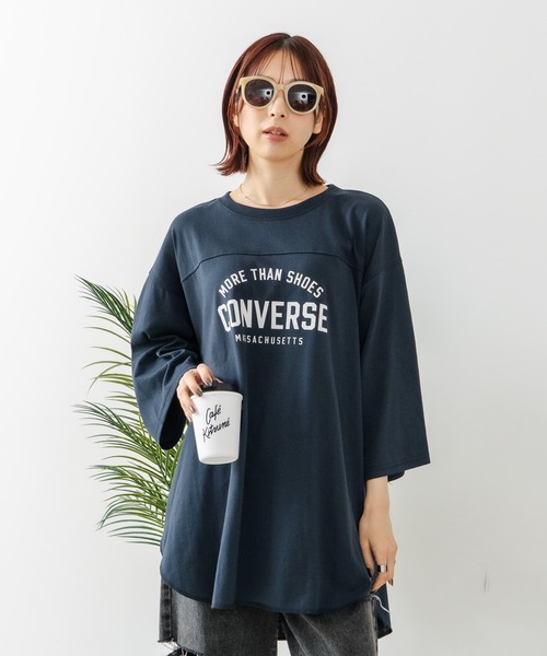 CONVERSE(コンバース)の「【CONVERSE/コンバース】7分袖 ワイド切り替え チュニック(Tシャツ/カットソー・レディース・ライトグレー/カーキ/ネイビー/アイボリー・MEDIUM/LARGE)」の12枚目の写真
