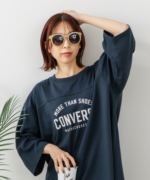 CONVERSE(コンバース)の「【CONVERSE/コンバース】7分袖 ワイド切り替え チュニック(Tシャツ/カットソー・レディース・ライトグレー/カーキ/ネイビー/アイボリー・MEDIUM/LARGE)」の17枚目の写真