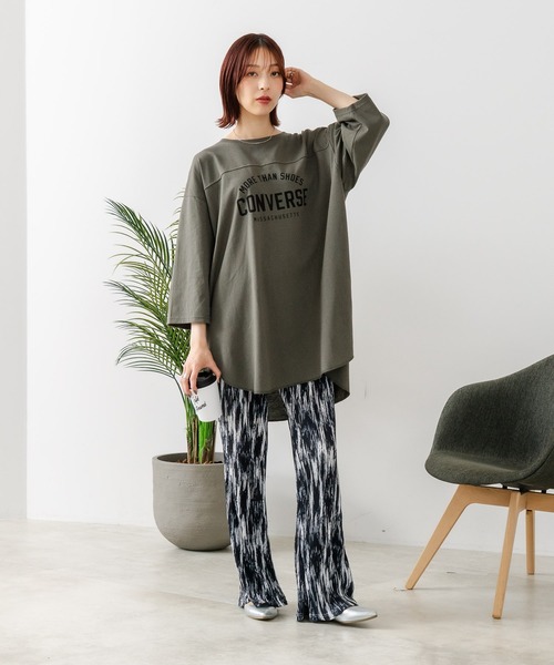 CONVERSE(コンバース)の「【CONVERSE/コンバース】7分袖 ワイド切り替え チュニック(Tシャツ/カットソー・レディース・ライトグレー/カーキ/ネイビー/アイボリー・MEDIUM/LARGE)」の19枚目の写真