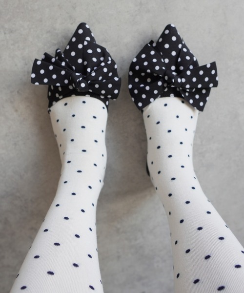 IMARI（イマリ）の「【 IMARI / イマリ 】 ドット バイカラー ハイソックス #（ソックス/靴下・レディース・ホワイト/ブラウン/ピンク/ブラック/グレー・FREE）」の13枚目の写真