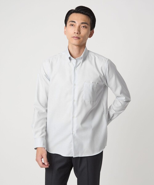green label relaxing(グリーンレーベルリラクシング)の「エブリット コットンオックス ソリッド スナップ ボタンダウン シャツ -イージーアイロン-(ビジネスシャツ・メンズ・ライトグレー/コバルトブルー/ベージュ・XL/M/L/S)」の2枚目の写真