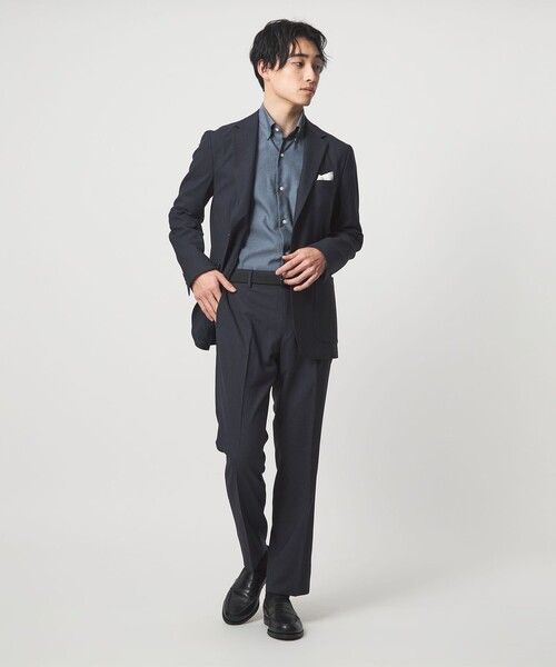 green label relaxing(グリーンレーベルリラクシング)の「エブリット コットンオックス ソリッド スナップ ボタンダウン シャツ -イージーアイロン-(ビジネスシャツ・メンズ・ライトグレー/コバルトブルー/ベージュ・XL/M/L/S)」の4枚目の写真
