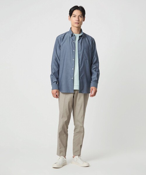 green label relaxing(グリーンレーベルリラクシング)の「エブリット コットンオックス ソリッド スナップ ボタンダウン シャツ -イージーアイロン-(ビジネスシャツ・メンズ・ライトグレー/コバルトブルー/ベージュ・XL/M/L/S)」の6枚目の写真