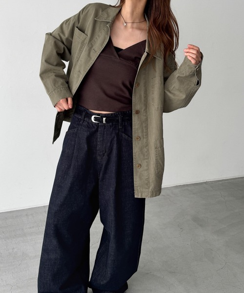 CANAL JEAN（キャナルジーン）の「diggity　コットンカバーオール（カバーオール・レディース・ブラック/カーキ・ONE SIZE）」の3枚目の写真