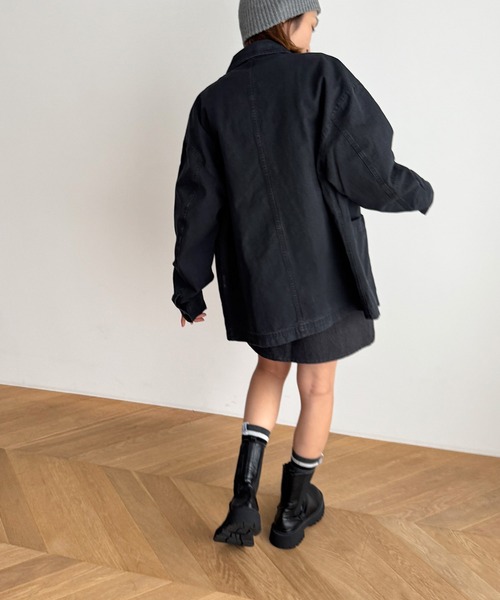 CANAL JEAN（キャナルジーン）の「diggity　コットンカバーオール（カバーオール・レディース・ブラック/カーキ・ONE SIZE）」の8枚目の写真