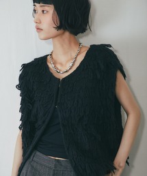 ループ編みフリンジベスト