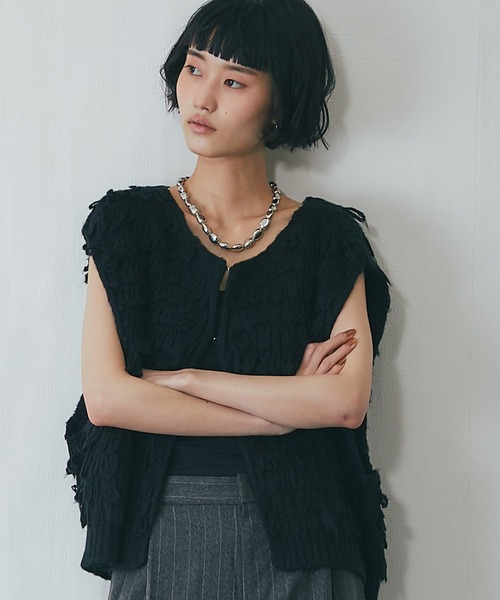 セール】ループ編みフリンジベスト（ベスト）｜ANOTHER S（アナザー