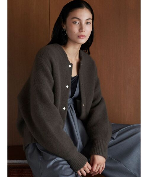 Elendeek ラクーンニット　ブルゾン　新品　CNラクーンミックスブルゾン 02グレー ファッション Elendeek ラクーンニット ブルゾン 新品