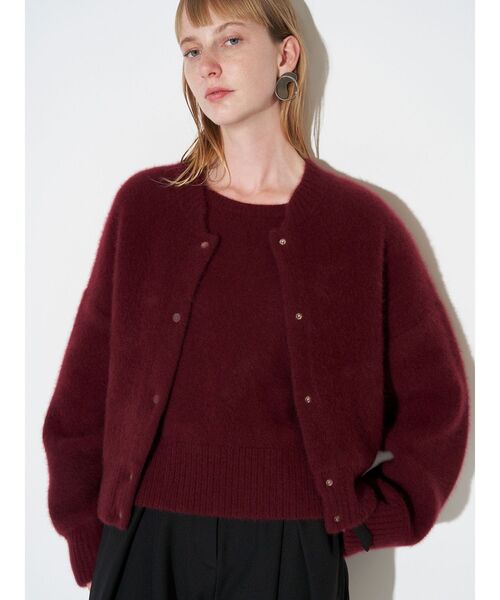 エレンディーク　ラクーンカーディガン　バイカラー CNラクーンミックスブルゾン（カーディガン/ボレロ）｜ELENDEEK