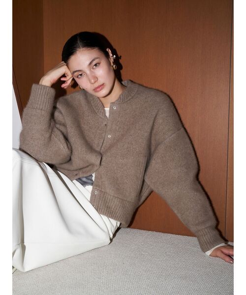 ELENDEEK（エレンディーク）の「CNラクーンミックスブルゾン（カーディガン/ボレロ・レディース・ボルドー/ブラウン/ベージュ/アイボリー/ブラック/グレー/ライトイエロー・FREE）」の13枚目の写真