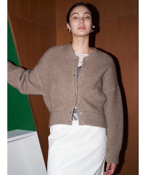 ELENDEEK（エレンディーク）の「CNラクーンミックスブルゾン（カーディガン/ボレロ・レディース・ボルドー/ブラウン/ベージュ/アイボリー/ブラック/グレー/ライトイエロー・FREE）」の15枚目の写真