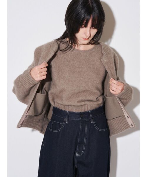 ELENDEEK（エレンディーク）の「CNラクーンミックスブルゾン（カーディガン/ボレロ・レディース・ボルドー/ブラウン/ベージュ/アイボリー/ブラック/グレー/ライトイエロー・FREE）」の21枚目の写真