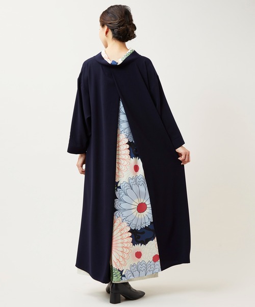倭物やカヤ(ワモノヤカヤ)の「【倭物やカヤ】花盛り八掛ワンピース(ワンピース・レディース・ネイビー/パープル/ブラック/グリーン・FREE)」の3枚目の写真