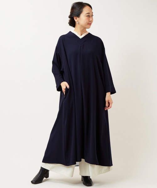 倭物やカヤ(ワモノヤカヤ)の「【倭物やカヤ】花盛り八掛ワンピース(ワンピース・レディース・ネイビー/パープル/ブラック/グリーン・FREE)」の14枚目の写真
