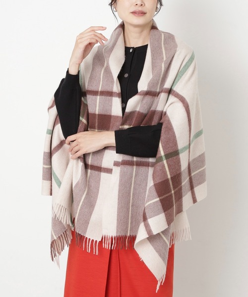 マッキントッシュフィロソフィーのウール100%チェックポンチョストール ウール100％ ポンチョストール ”チェック”（ストール/ショール