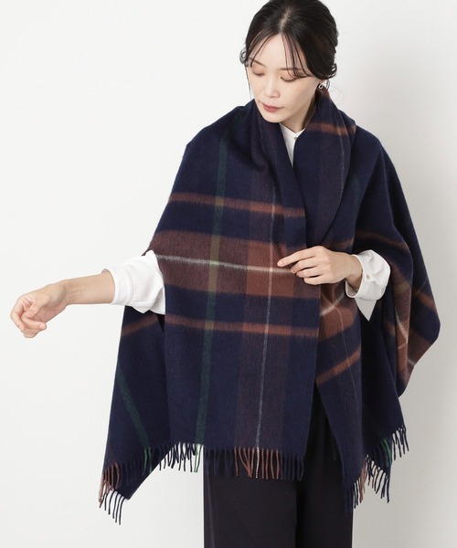 ウール100％ ポンチョストール ”チェック”（ストール/ショール