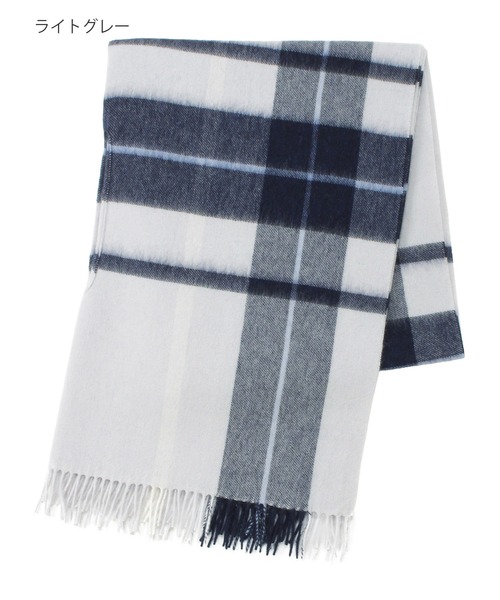 MACKINTOSH PHILOSOPHY（ﾏｯｷﾝﾄｯｼｭ ﾌｨﾛｿﾌｨｰ）の「ウール100％ ポンチョストール ”チェック”（ストール/ショール・レディース・ネイビー/ベージュ/ブラウン/ライトグレー・FREE）」の16枚目の写真