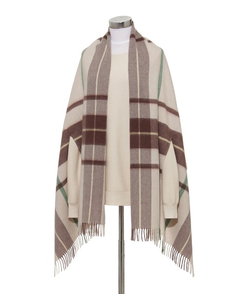 ウール100% ポンチョストール ”チェック”(ストール/ショール ウール100% ポンチョストール ”チェック”(ストール/ショール