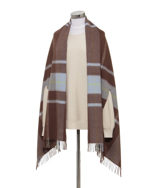 ウール100％ ポンチョストール ”チェック”（ストール/ショール